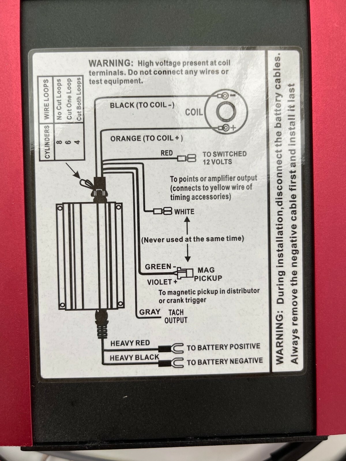 6AL DIGITAL IGNITION CONTROL BOX with REV LIMITER *MINI IGNITION CDI* TSP RED