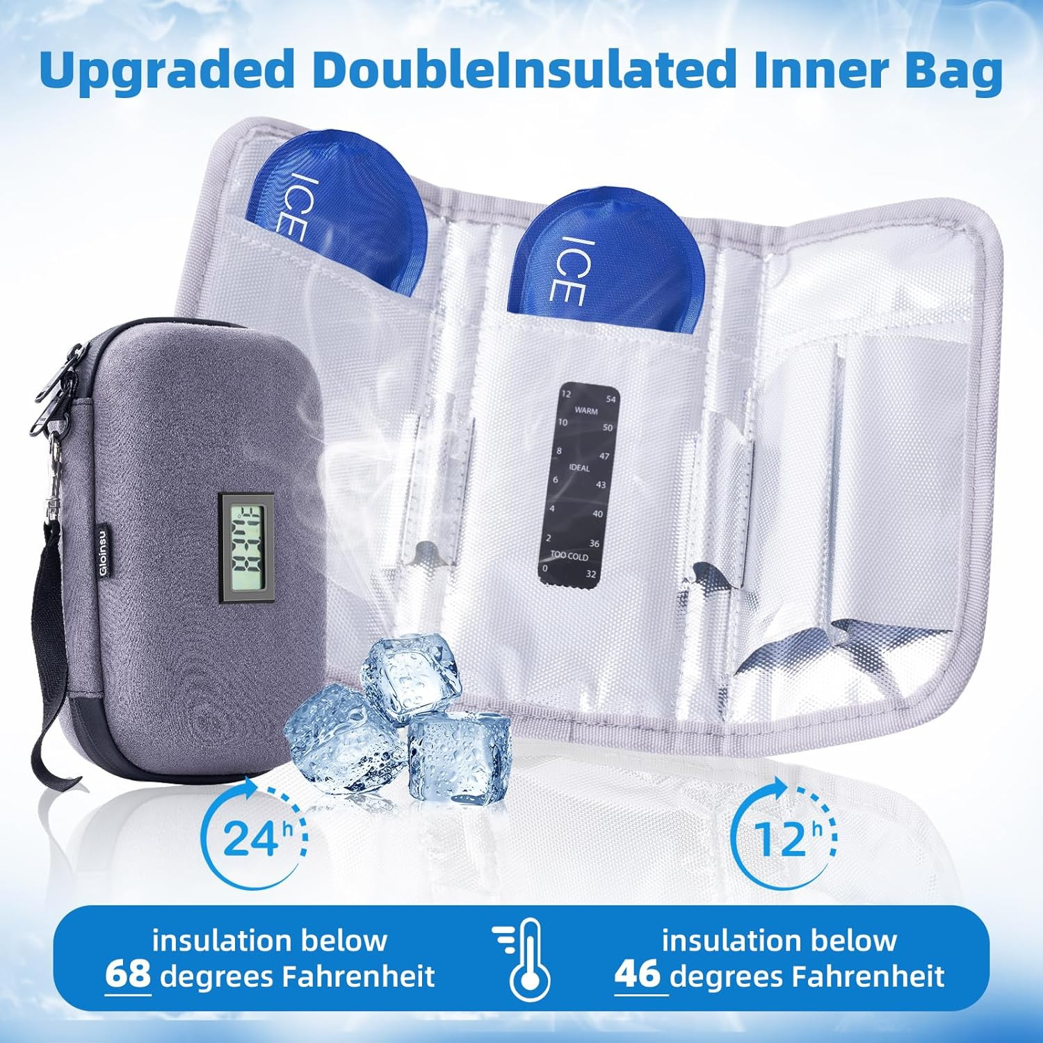 24H Insulin Cooler Travel Case | TSA Approved | Medicine Cooler w/ Display