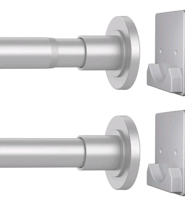 Matte Silver Shower Curtain Rod,1 Inch Diameter Stainless Steel Adjustable Sp...