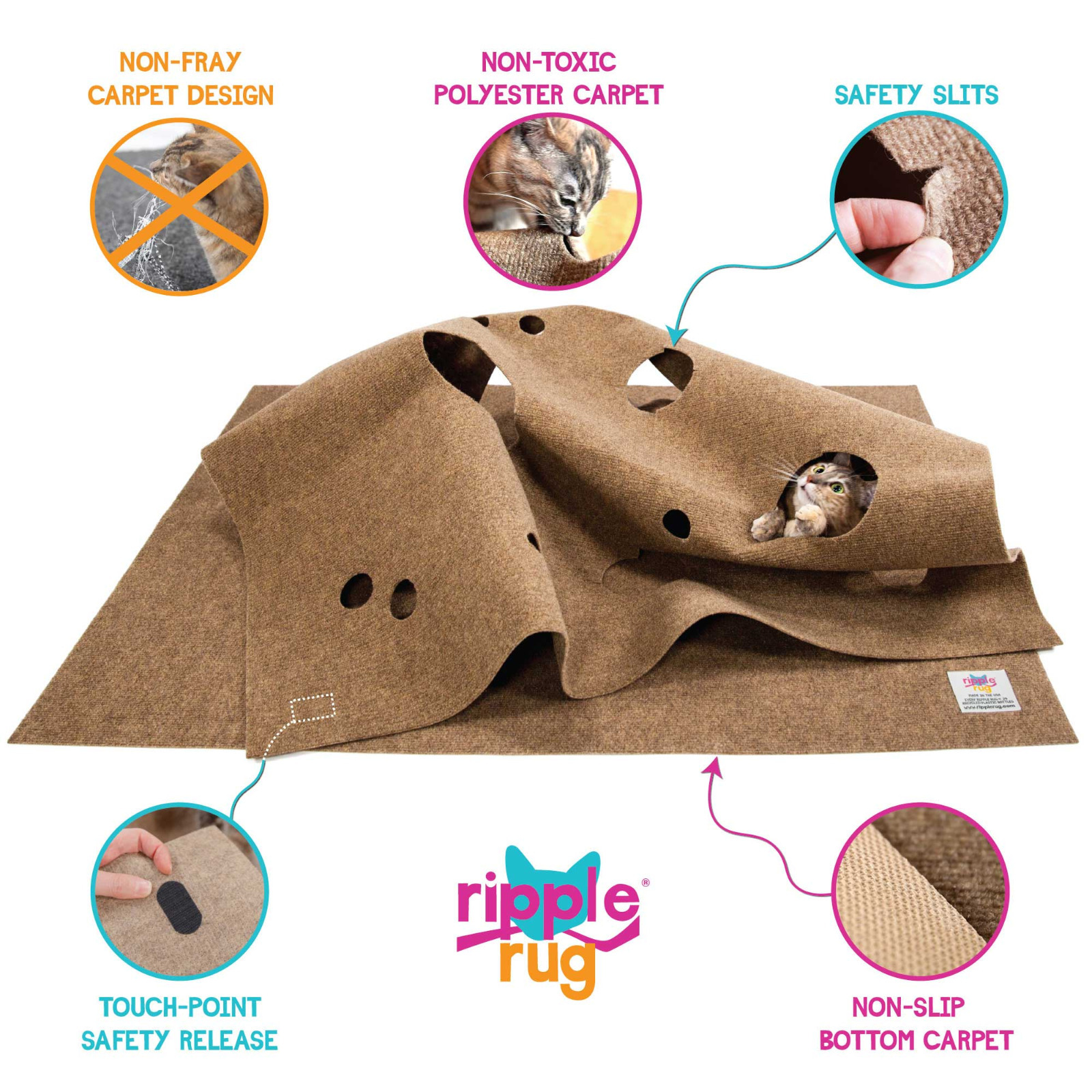 The Ripple Rug Cat Activity Play Mat - Made in USA - We are the Manufacturer