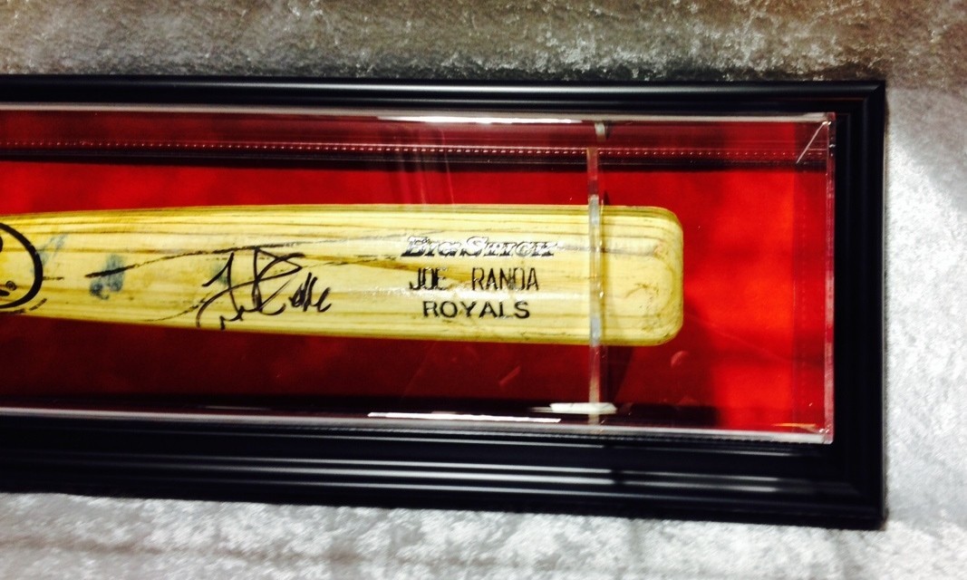 Premium Wall Mount Baseball Bat Display Case,Black frame with red background