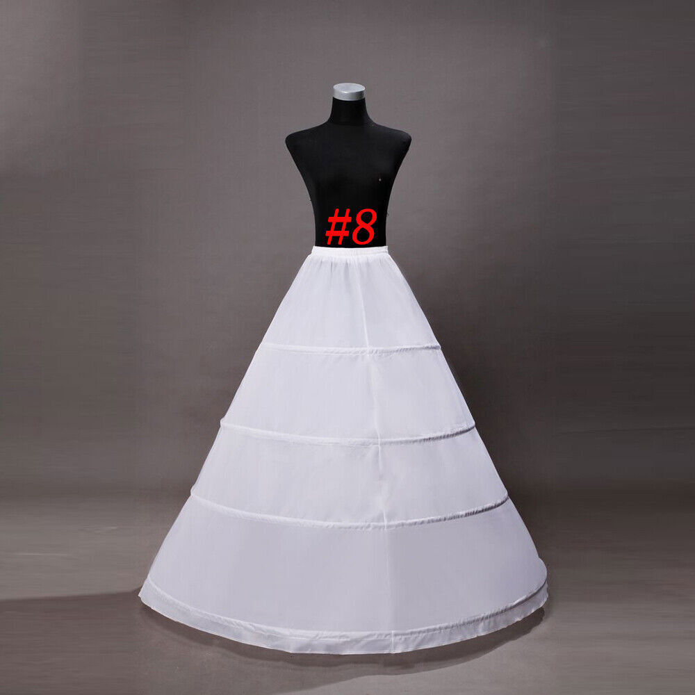 Women Wedding Crinoline Slip Gown Underskirt White Bridal Petticoat Hoop Skirt