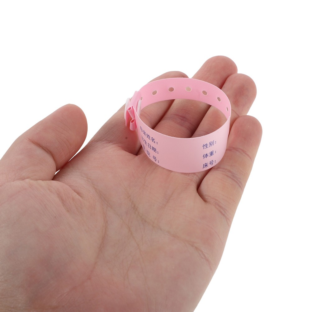 100 Pcs Medical Identification Tape Secure Snap Newborn Bracelet Baby Wristband