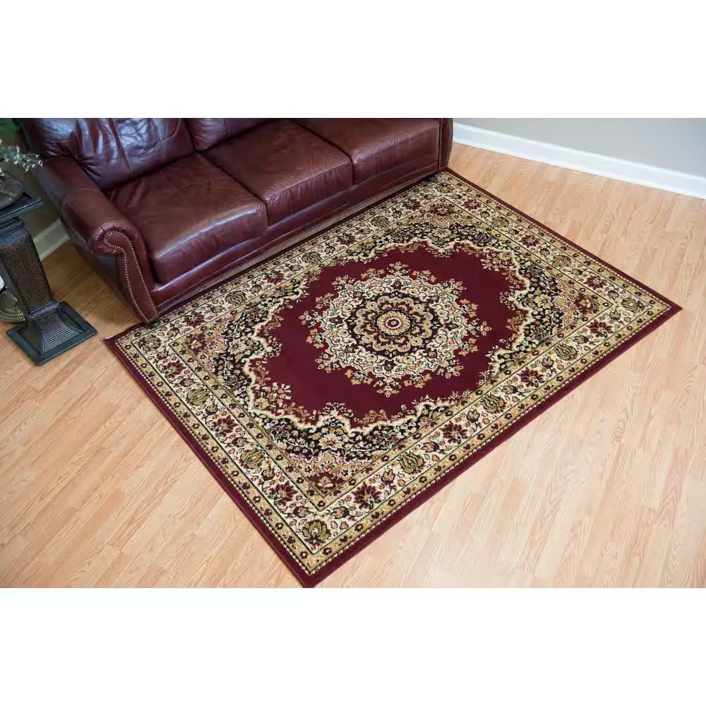 Floral Kerman Burgundy 2 Ft. X 3 Ft. Indoor Area Rug