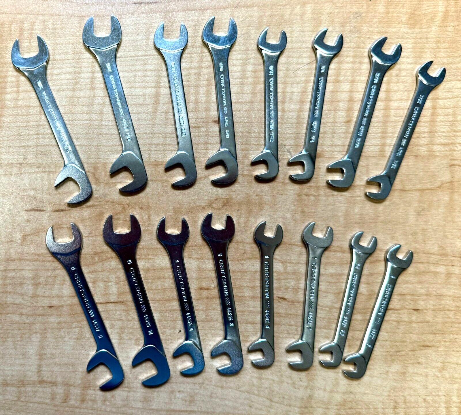 NEW Craftsman 16 Piece SAE & METRIC Open End Thin Ignition Wrench Set- Free Ship