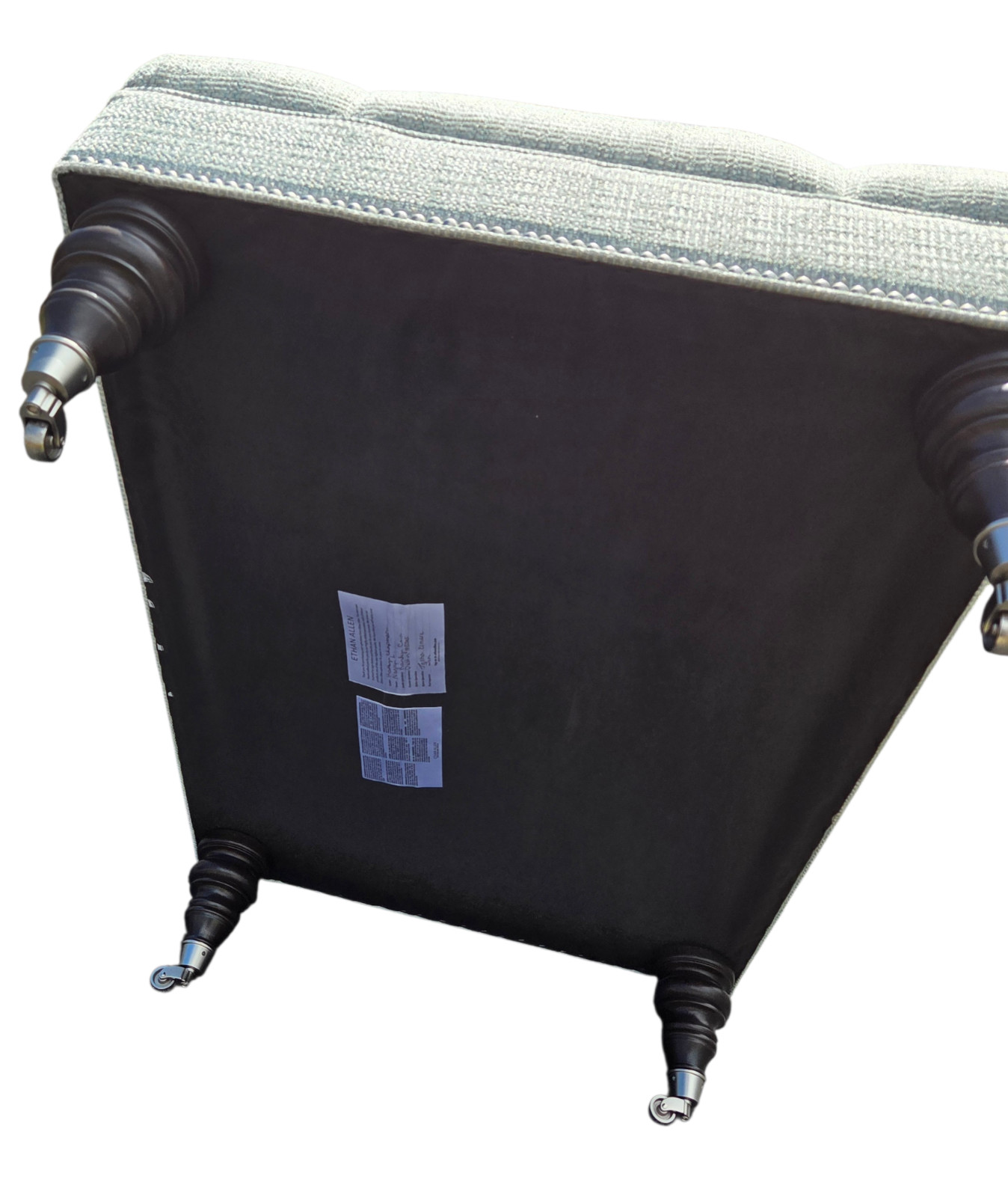 Ethan Allen Anton Chesterfield Style Ottoman Bench Hobb Nail Foot Stool