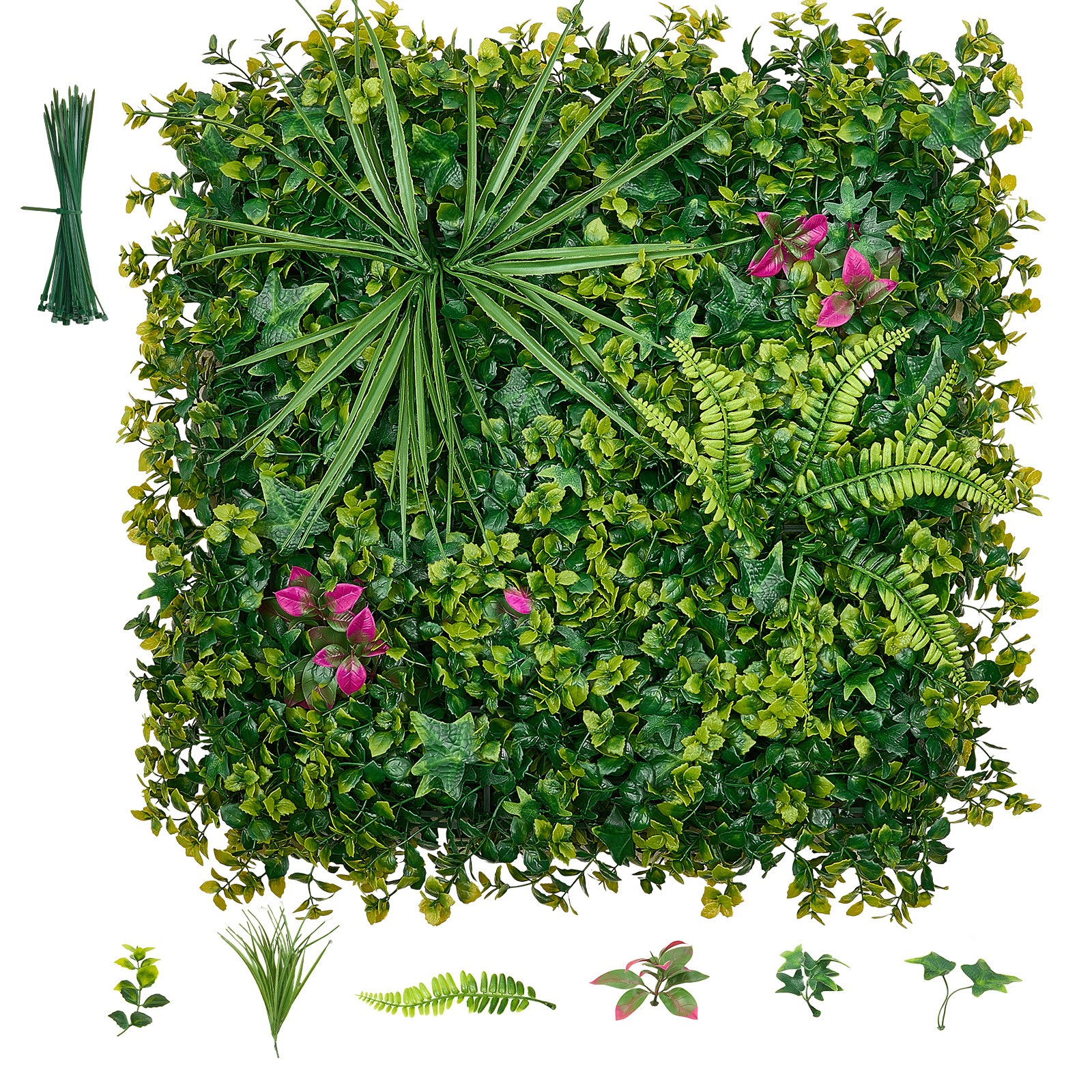 Uimoso Artificial Plant Wall Panels 12PCS 20 x 20 in Greenery Backdrop