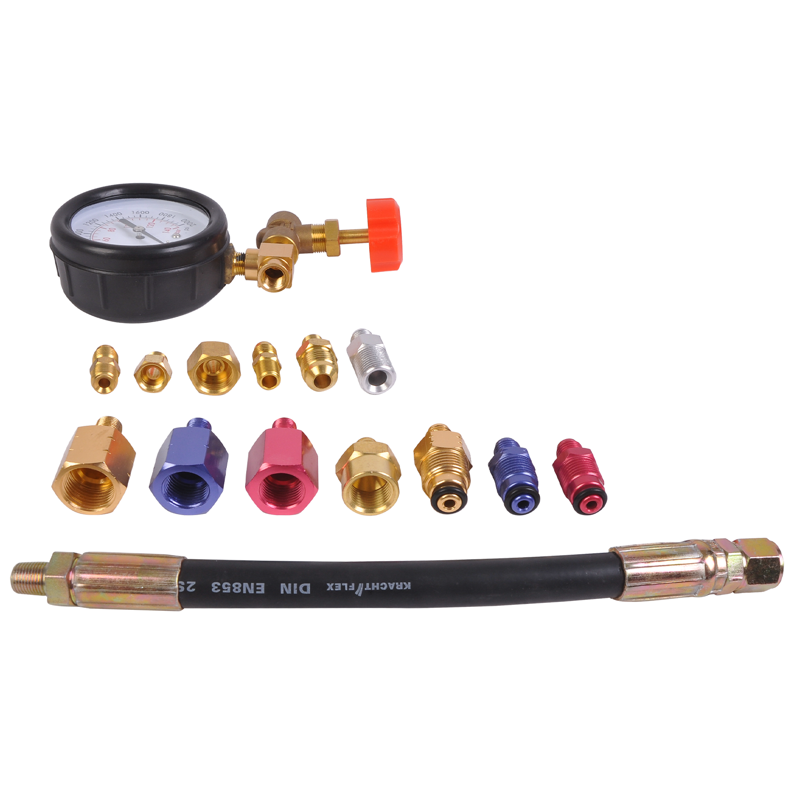 Universal Power Steering Pressure Tester With 13 PC Adapters 2000 psi / 70 bar