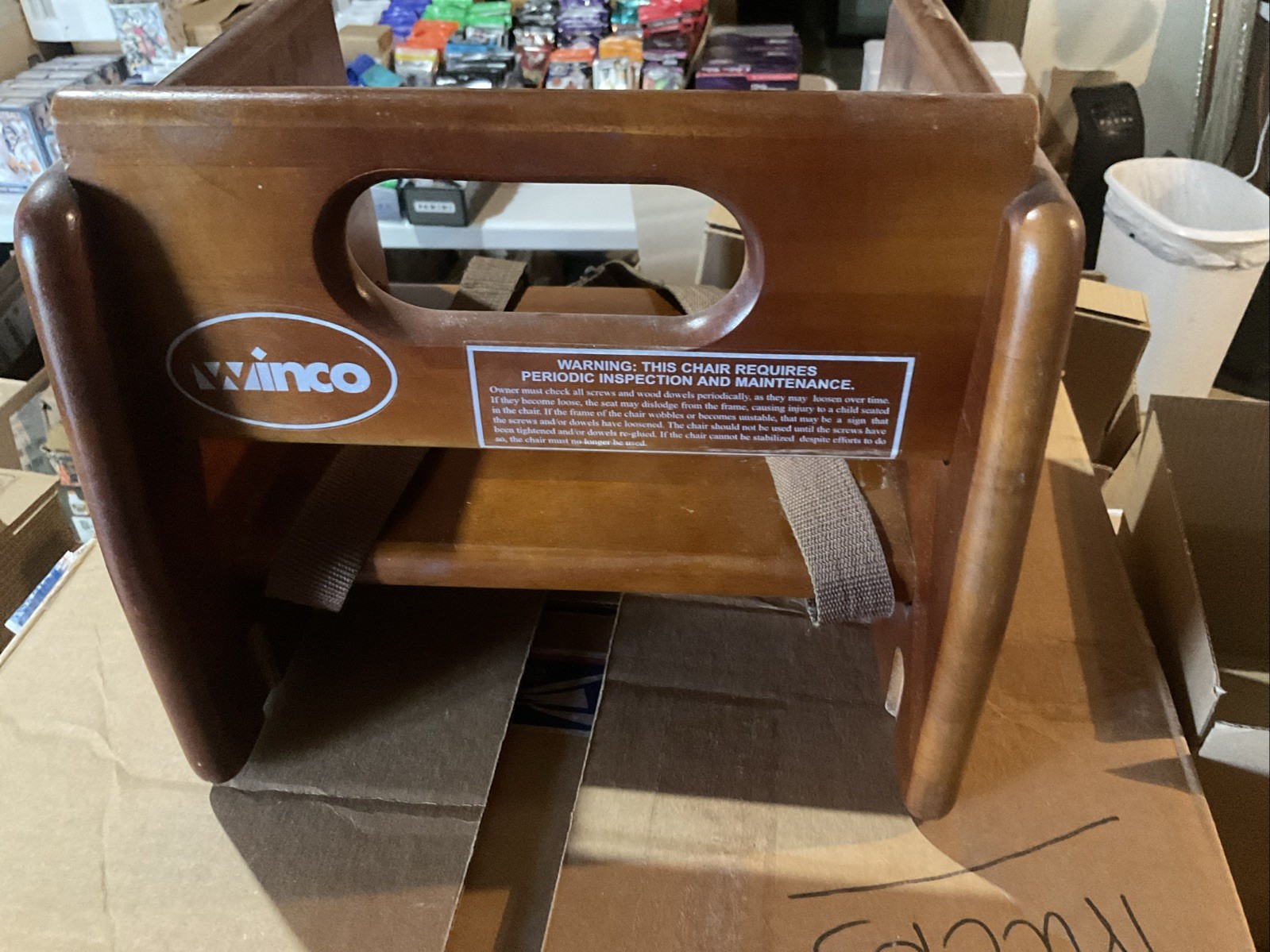 Restaurant Children Booster Seat in Mahogany Wood Finish Commercial USED Read