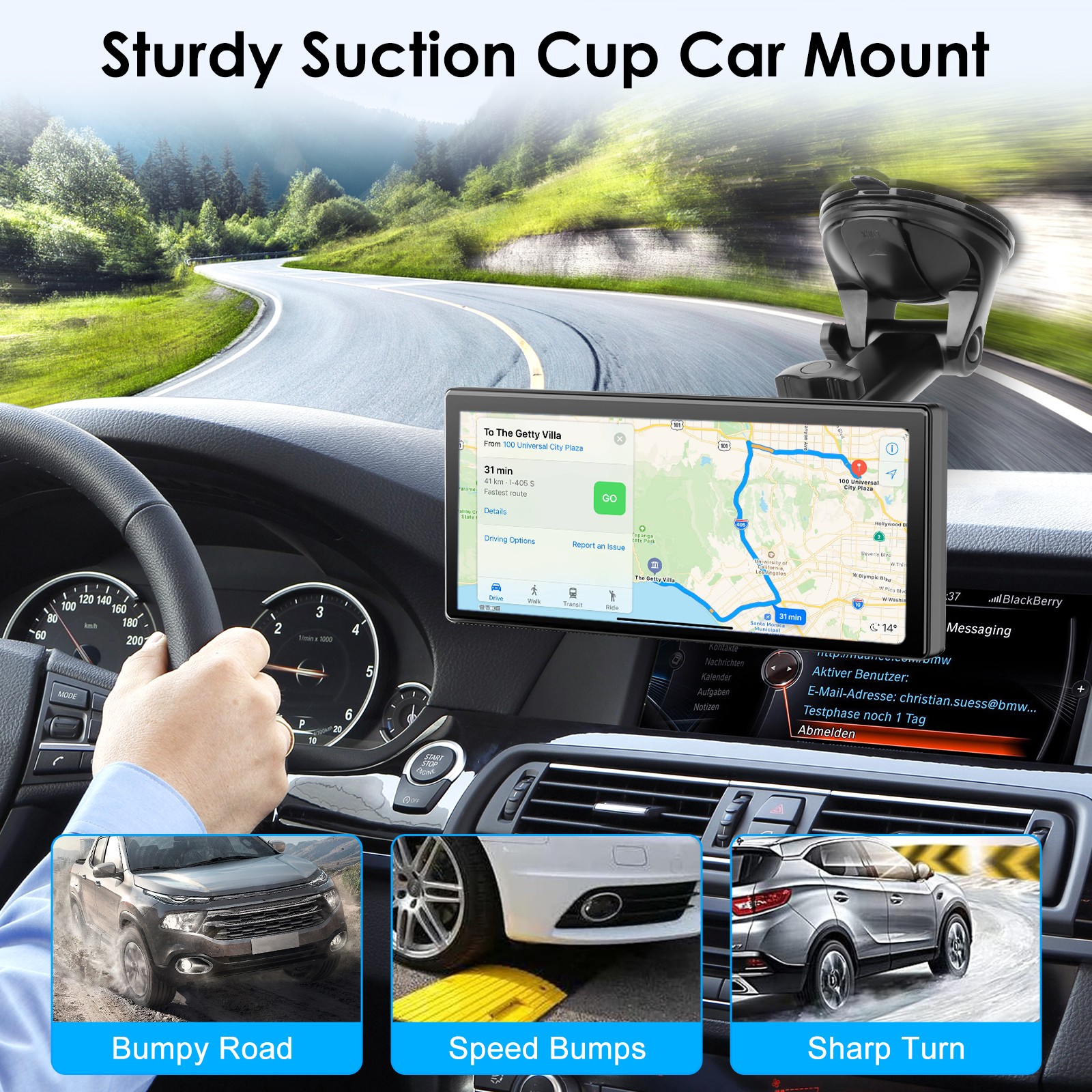 7-11"CarPlay Screen Holder 360° Rotation Dash & Windshield Monitor Display Mount