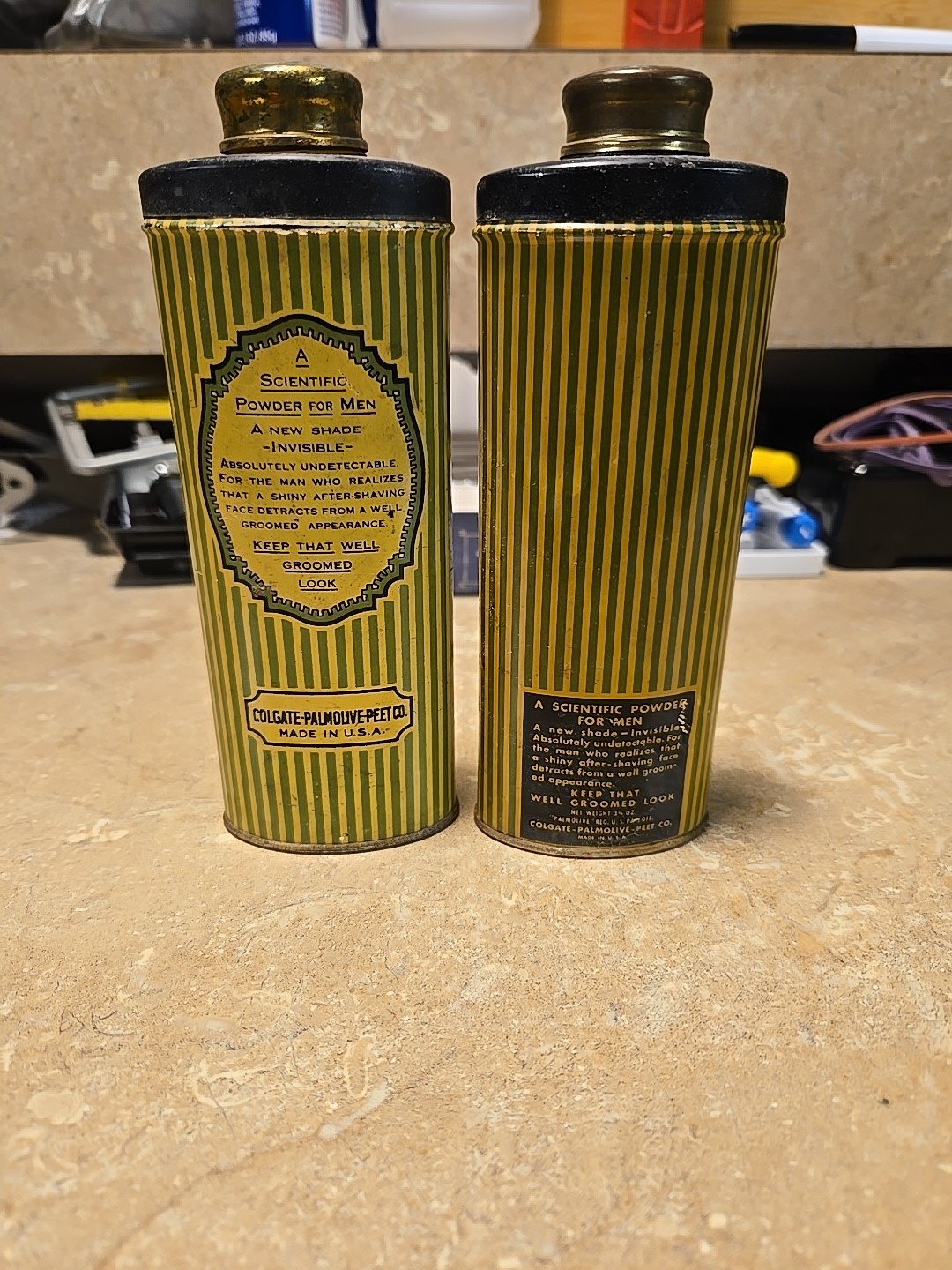 Two Different Size Vintage Palmolive Aftershave Talc ￼