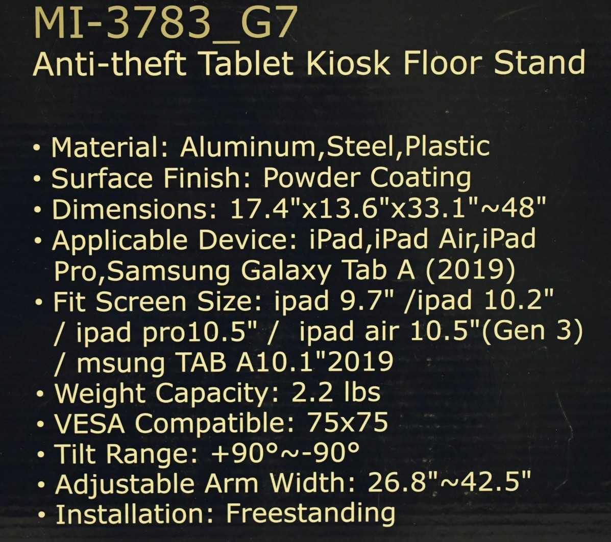 NIB Mount-IT! Anti-Theft Tablet Kiosk Floor Stand Compatible w/ iPad