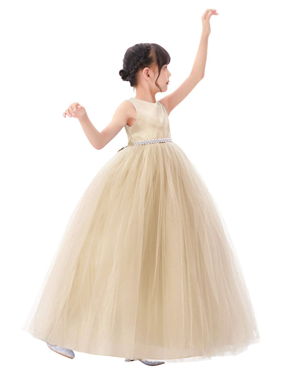 Tulle Flower Girl Dress V-Back Dresses Princess Gown Ball Gowns Tulle Dresses