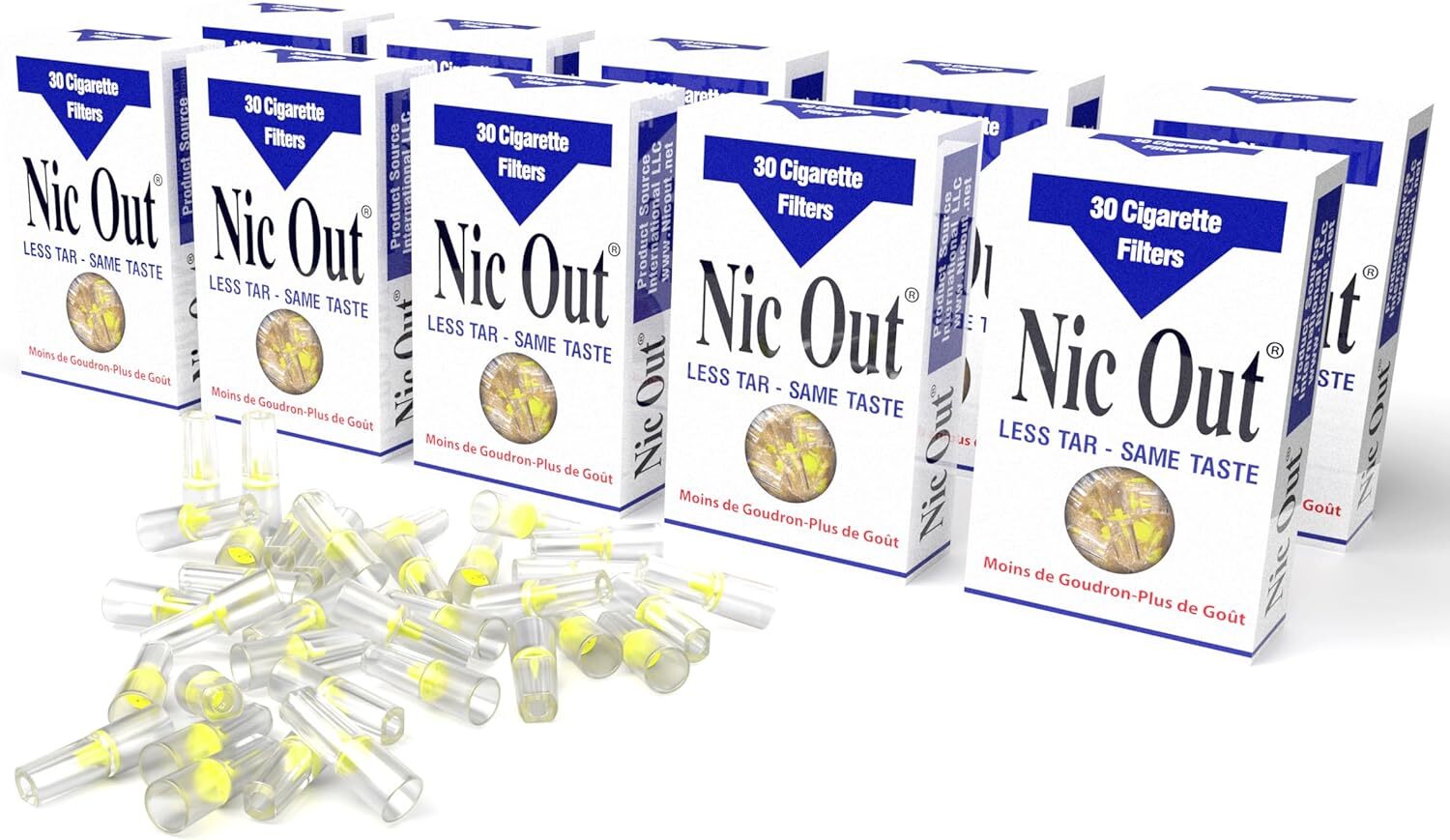 Nic-Out Disposable 10 Packs Cigarette Filters (300 filters) ~ Free Shipping