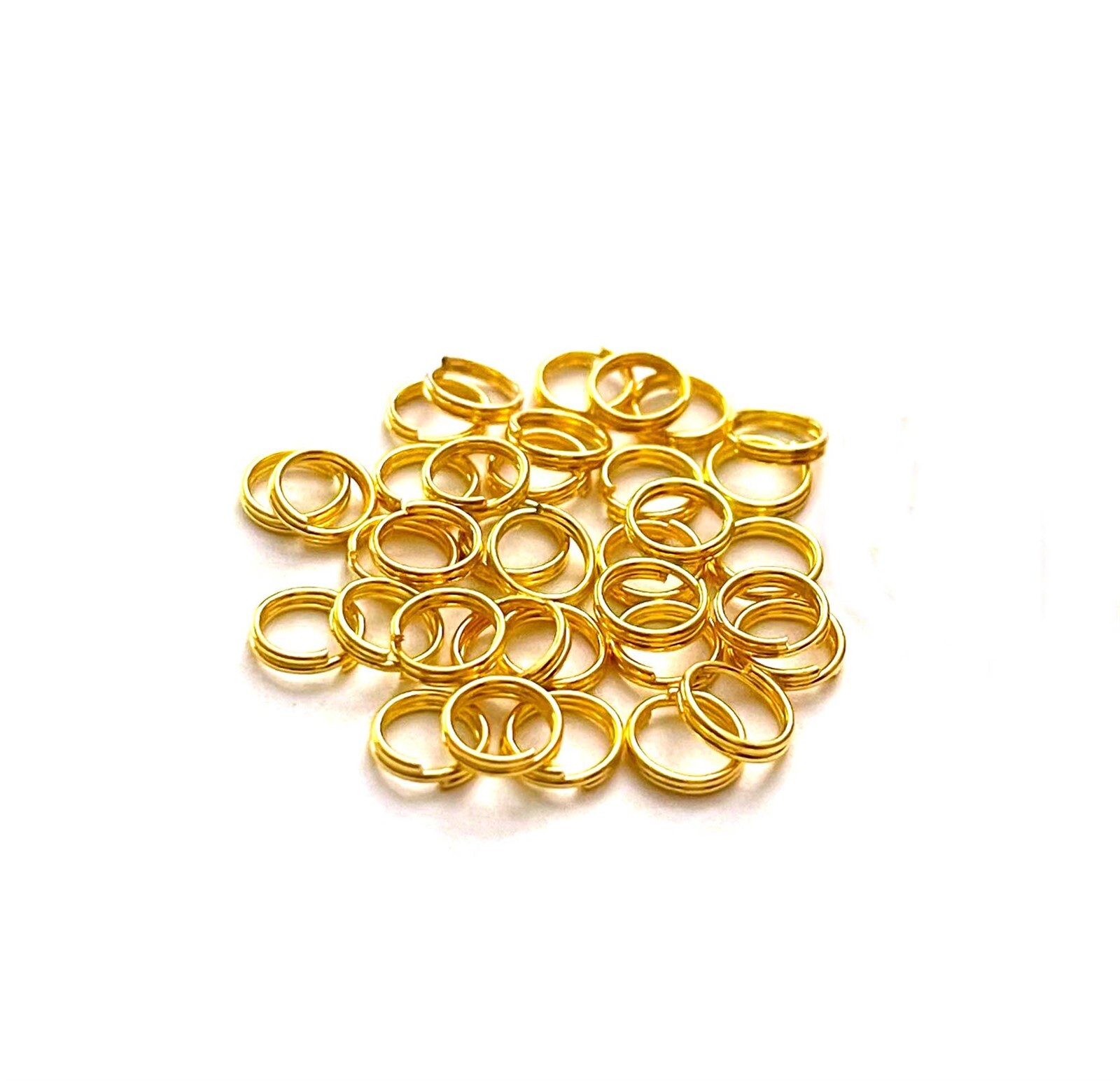 50 Gold Plated Double Split Jump Rings Findings Connectors 22 gauge 6mm