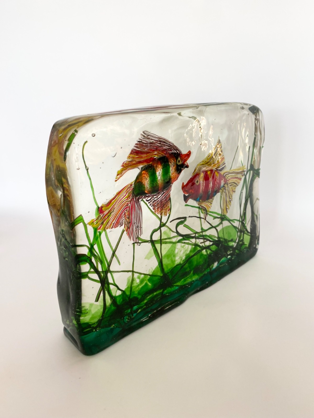 Exceptional Alfredo Barbini Cenedese Murano Glass Fish Aquarium Sculpture 14 LBS