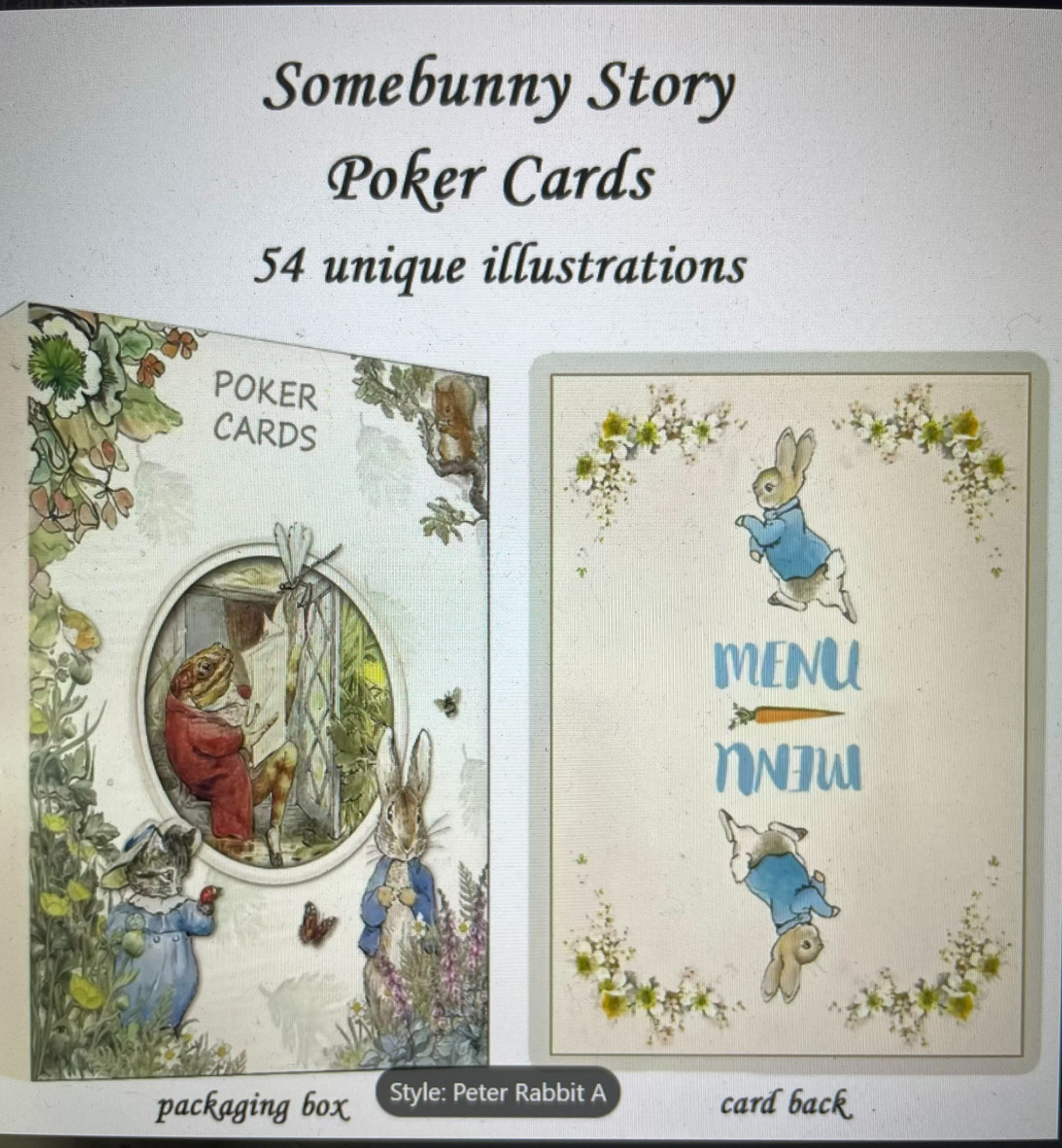 Easter Peter Rabbit Poker Poker Playing Deck of Cards X 2 Styles