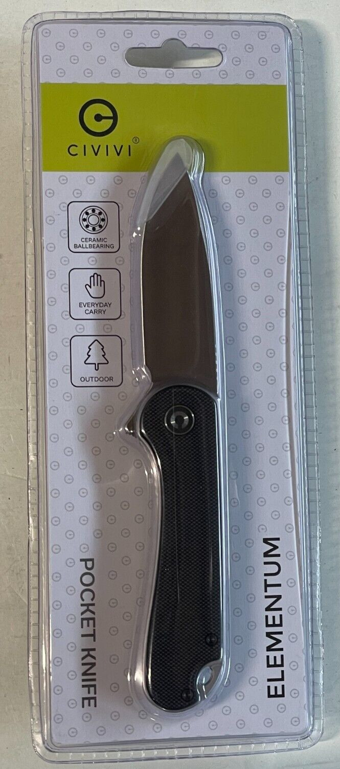 Civivi Elementum Folding Knife 2.96in D2 Steel Black G10 Handles C907A