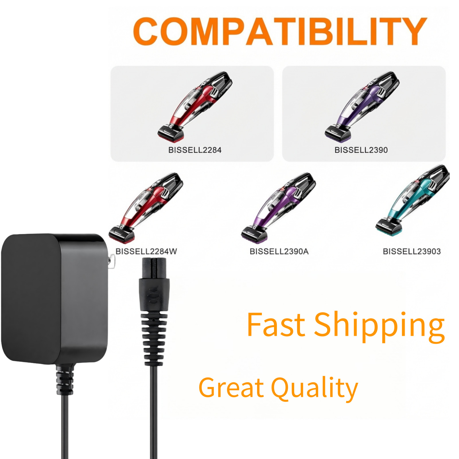 UL Charger for Bissell Pet Hair Eraser 2390 2390A 23903 2284W 14.4V Hand Vacuum