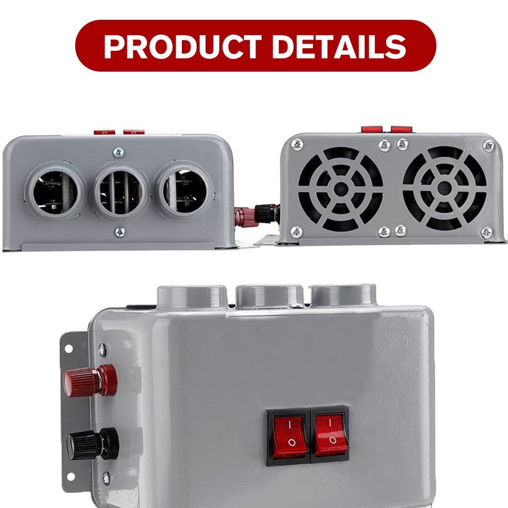 Interior Heater 12V 800W Dual Gear 3 Hole Compact Car Demister Winter Fast Heat