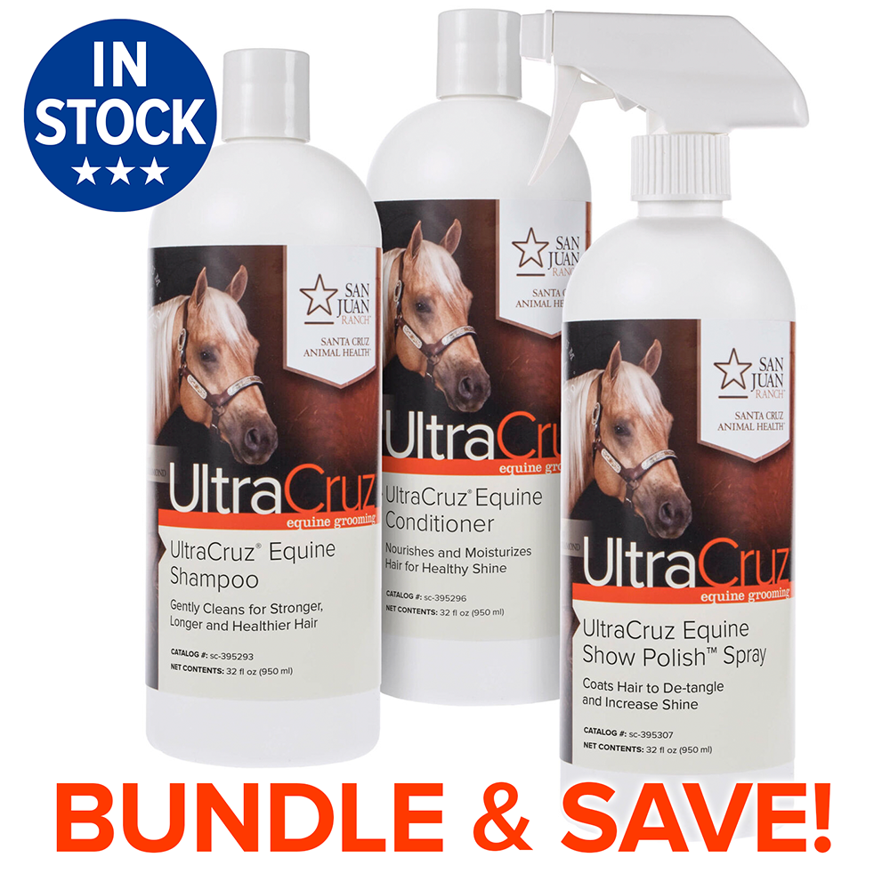 UltraCruz Equine Horse Shampoo, Conditioner and Show Polish Bundle, 32 oz Each