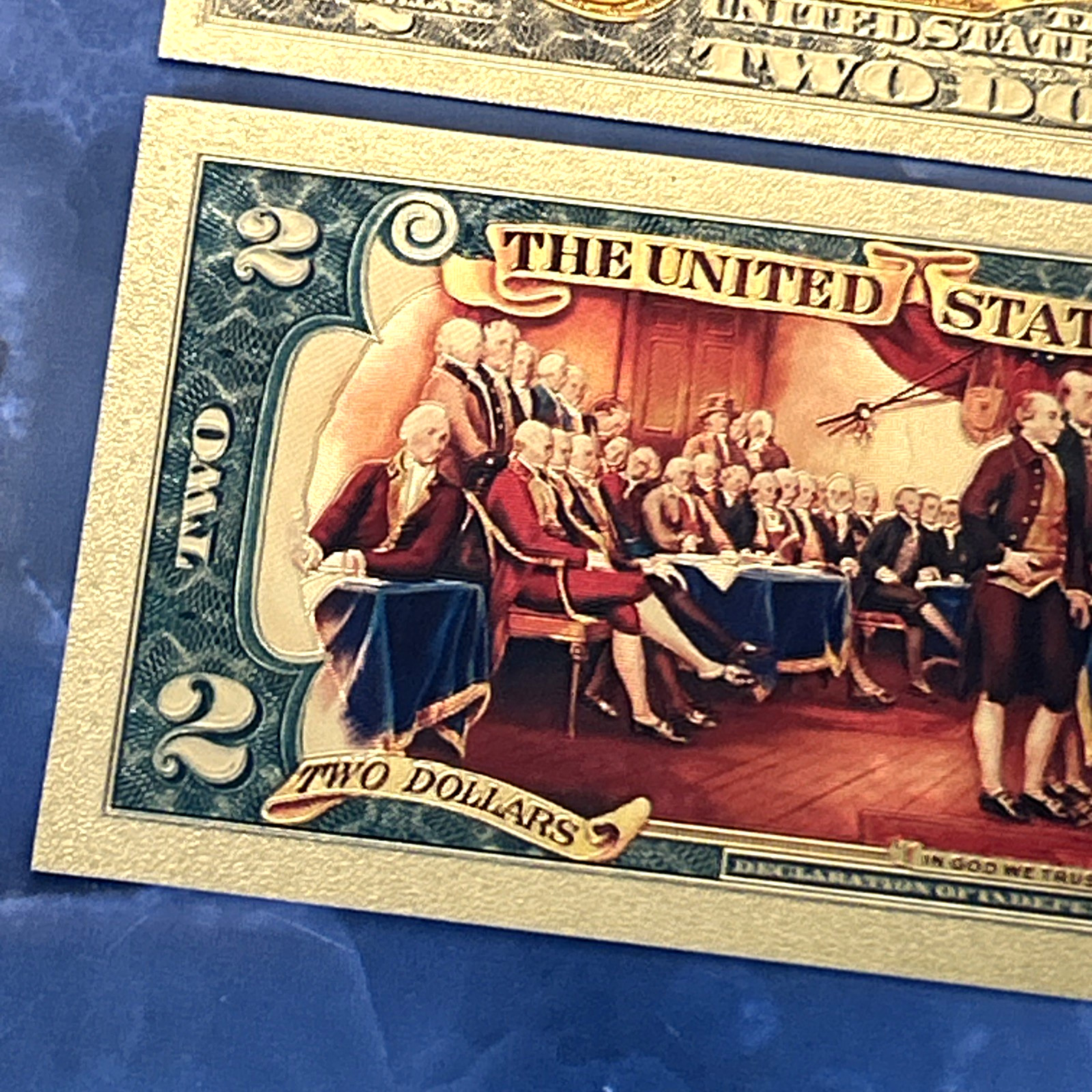 USA 250th Anniversary $2 Banknote 24K GOLD Plated Foil Rep. Collection Bill
