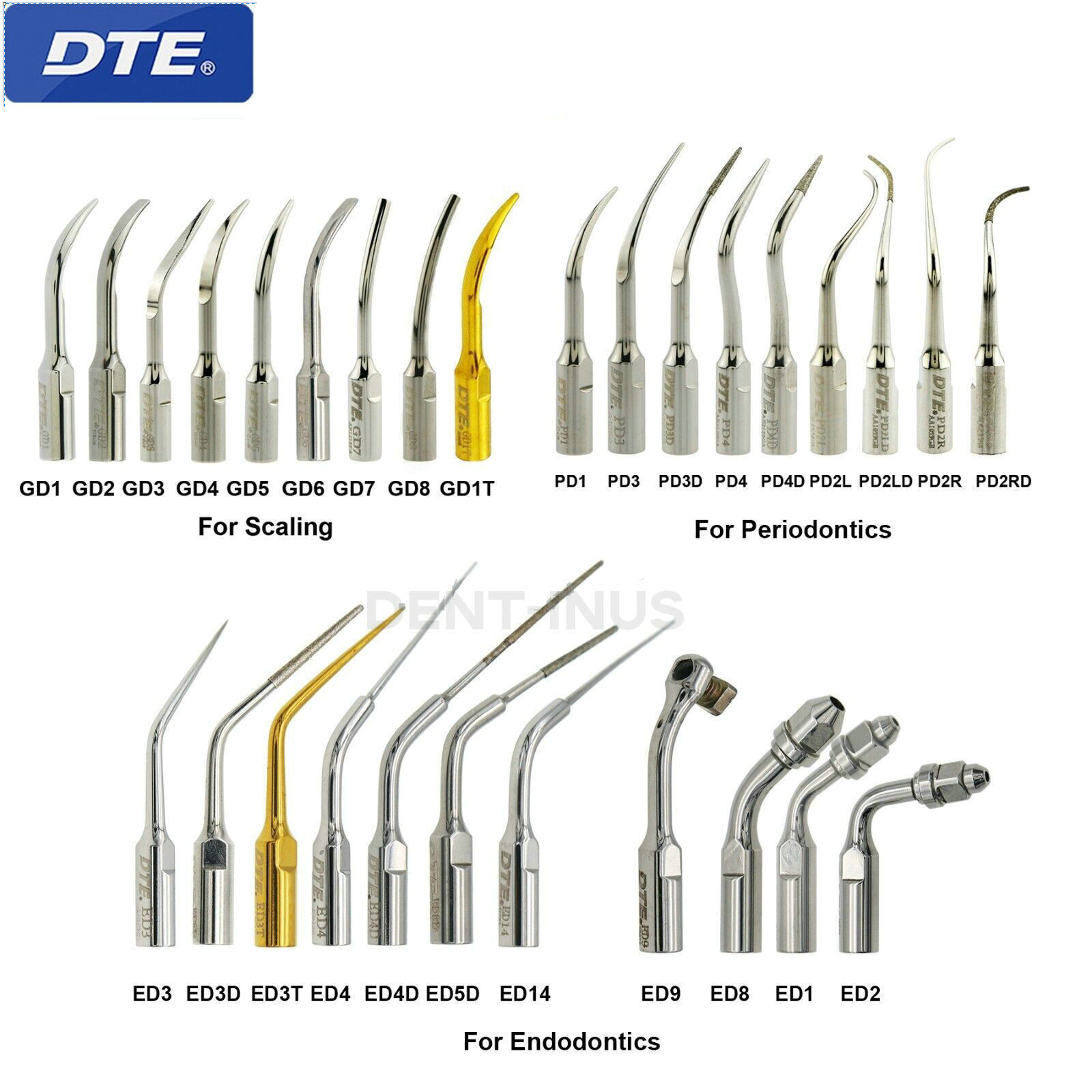 Woodpecker DTE Dental Ultrasonic Scaler Tips Endo Perio fits SATELEC/ACTEON/NSK