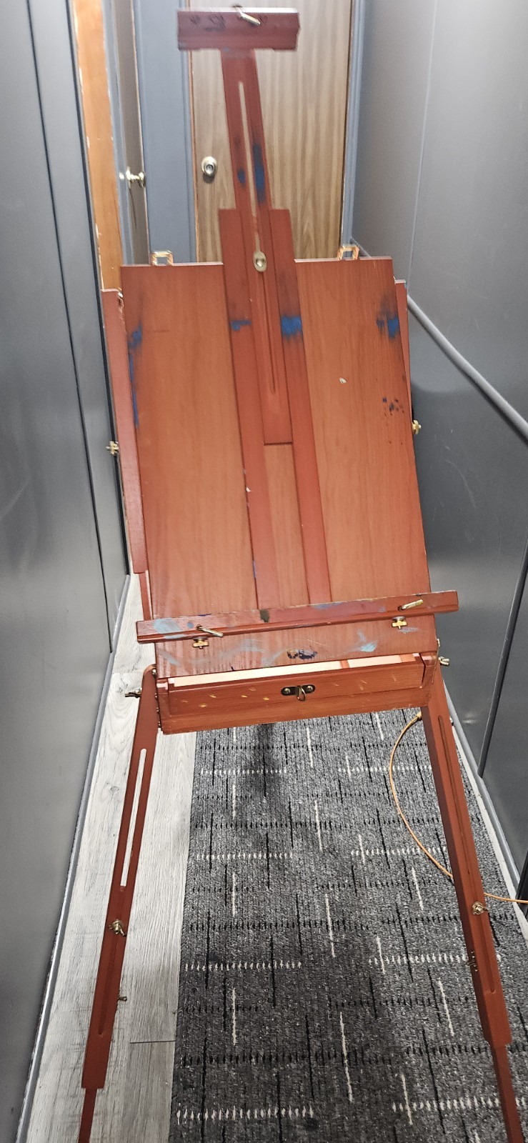 French Easel Wood Painting Artist Sketch Box Case Portable Tripod w Drawer