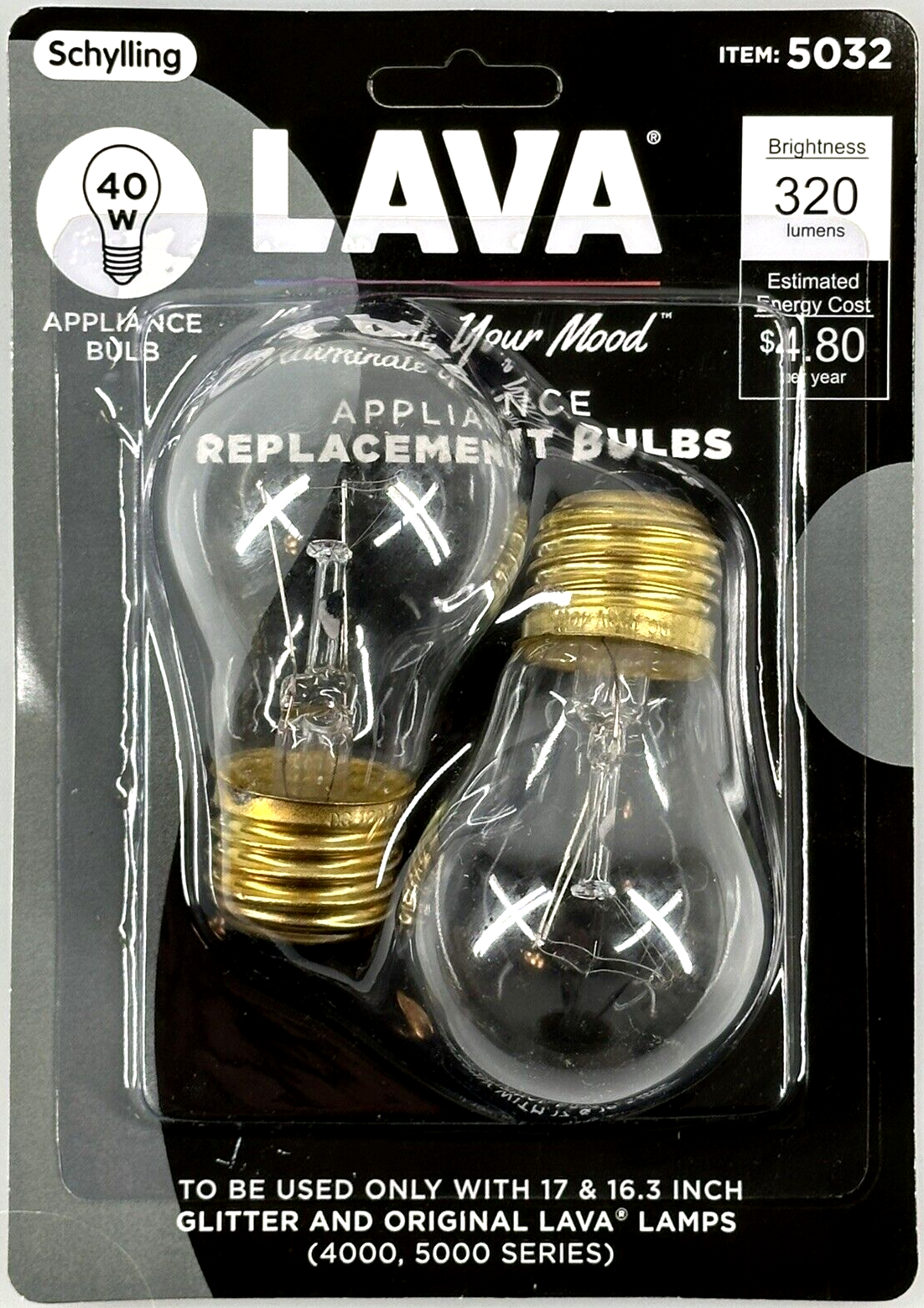 40 Watt LAVA® Lamp Replacement Light Bulb 2 Pack (Fit 16.3 & 17" Lamps) 40w OEM