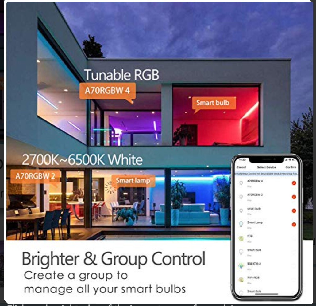 4PACK Avatar Controls Smart WiFi LED Light Bulb Google Alexa Dimmable BR30 E26