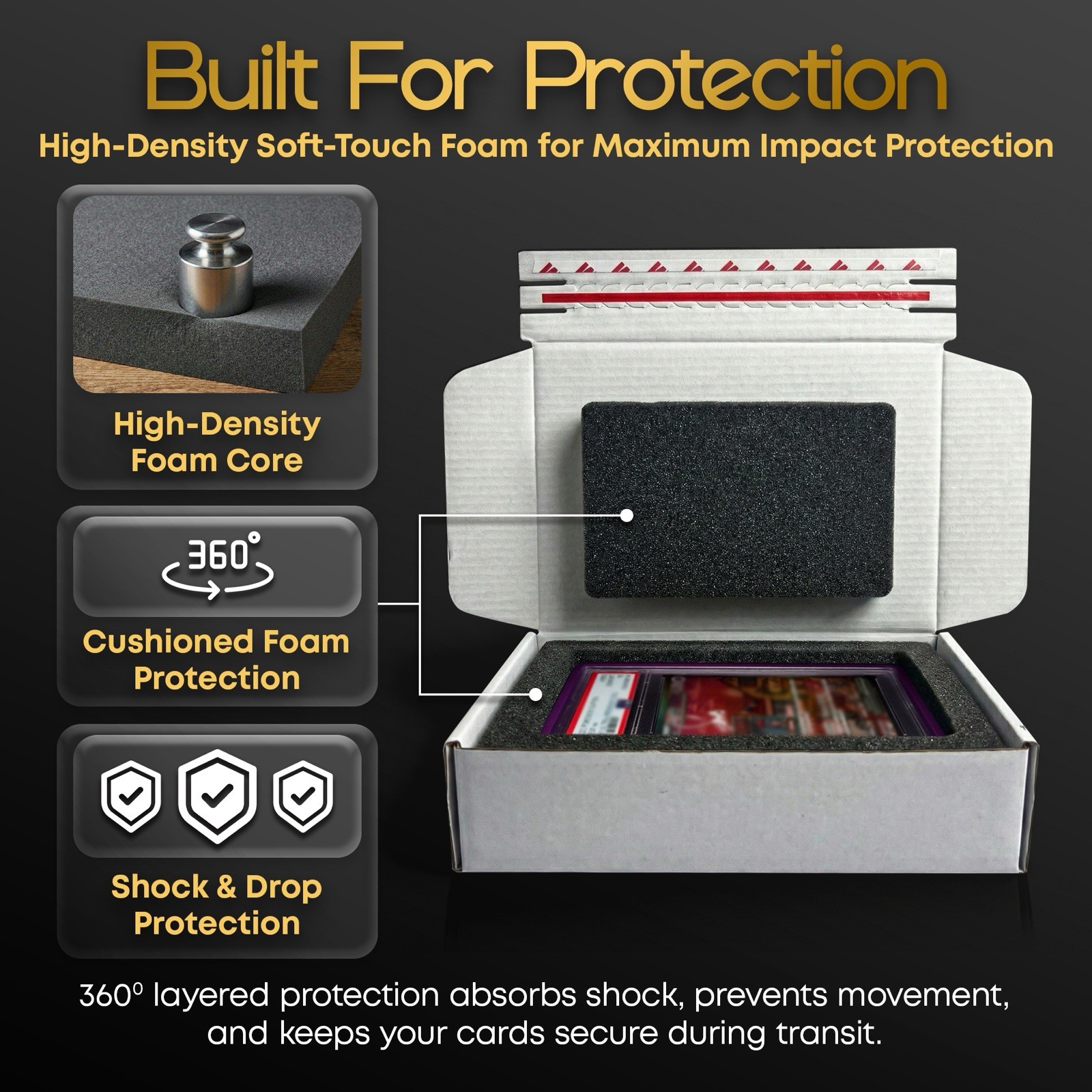 Graded Card Padded Foam Shipping Box - Sports PSA BGS CGC Pokemon Slab Mailer