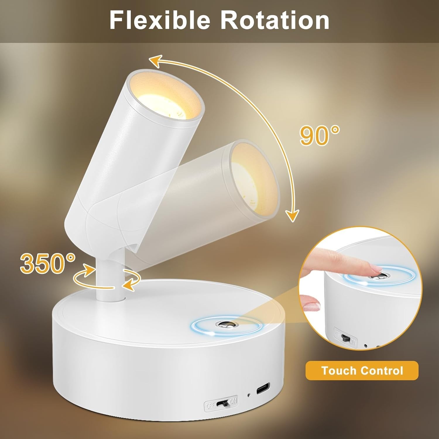 Rechargeable Remote Spot Lights with Timer Dimmable Battery Operated Uplighting