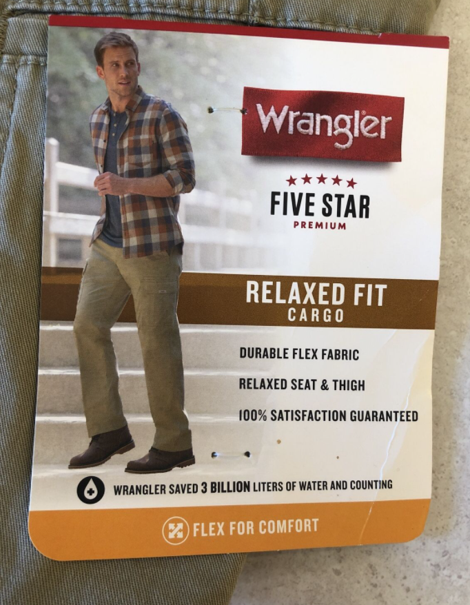 Men's Wrangler Cargo Pants w/ Stretch Relaxed Fit Brown Tech Pocket CHOOSE SIZE