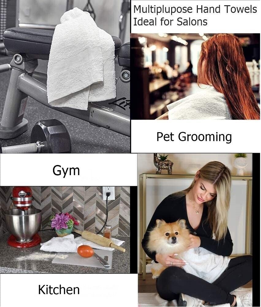 Bulk Pack of 60 Hand Towel Set 16x27 Cotton Blend Salon Gym Spa Hotel Use Towels