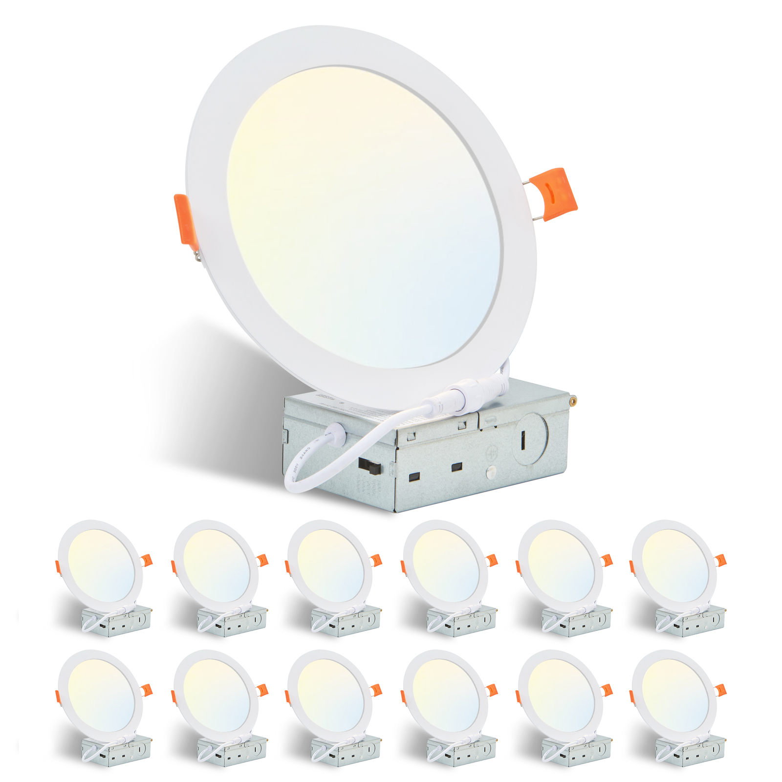 12 Pack 6 Inch 5CCT LED Recessed Ceiling Dimmable Panel Light with Junction Box