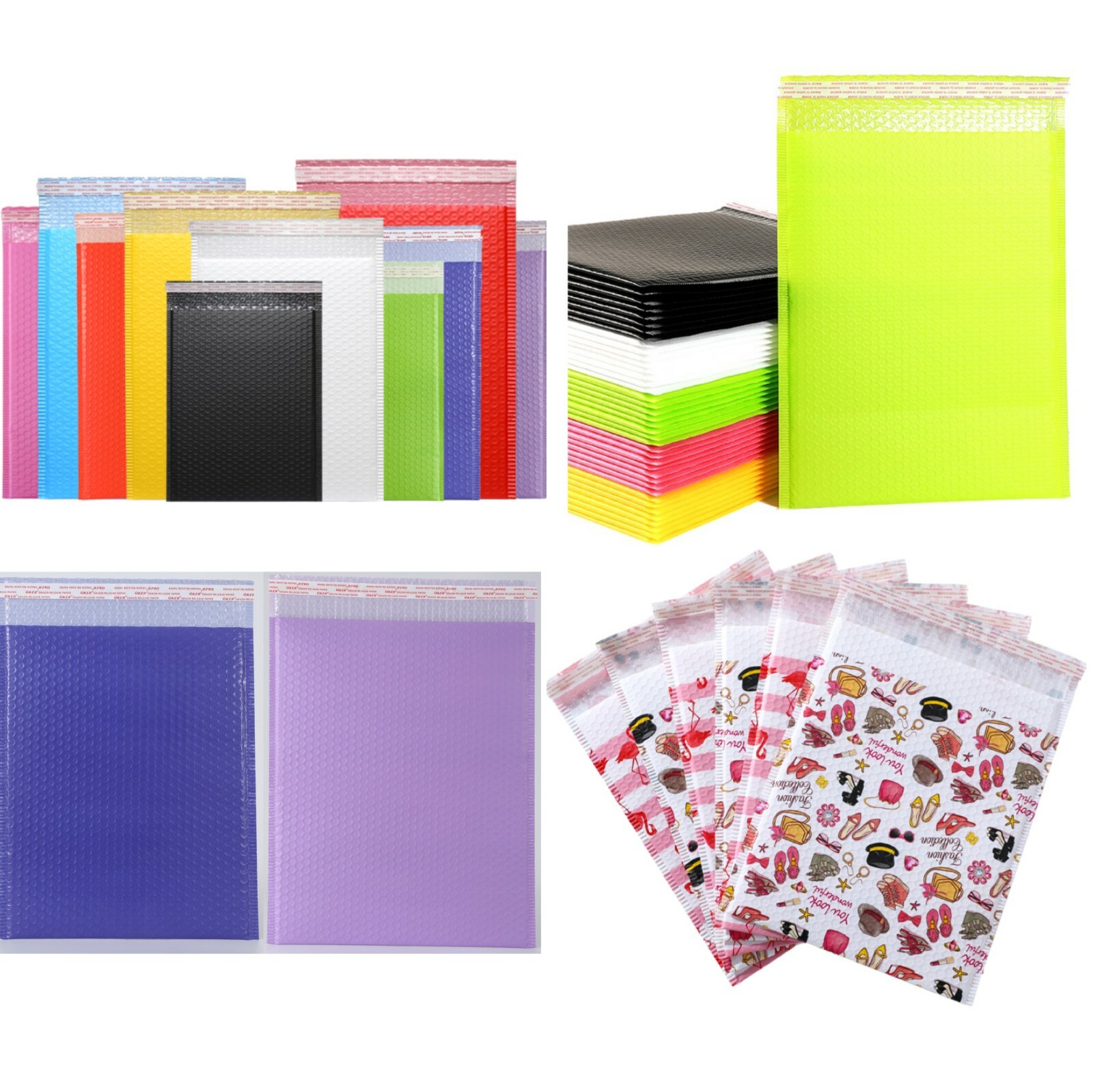 Shipping Bubble Mailers Poly Mailing Padded Envelopes Bags ANY SIZE 12 COLORS