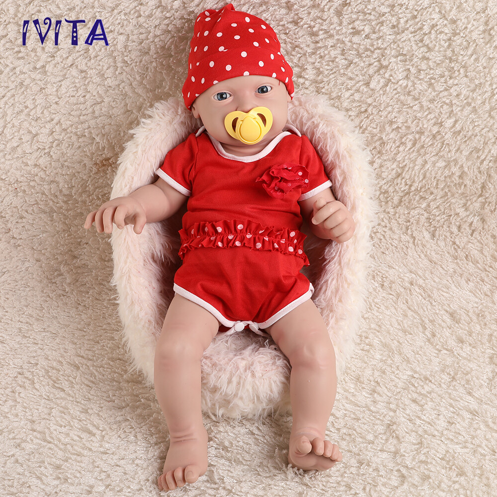 IVITA 23'' Big Reborn Full Body Silicone Doll Adorable Smile Newborn Baby Girl