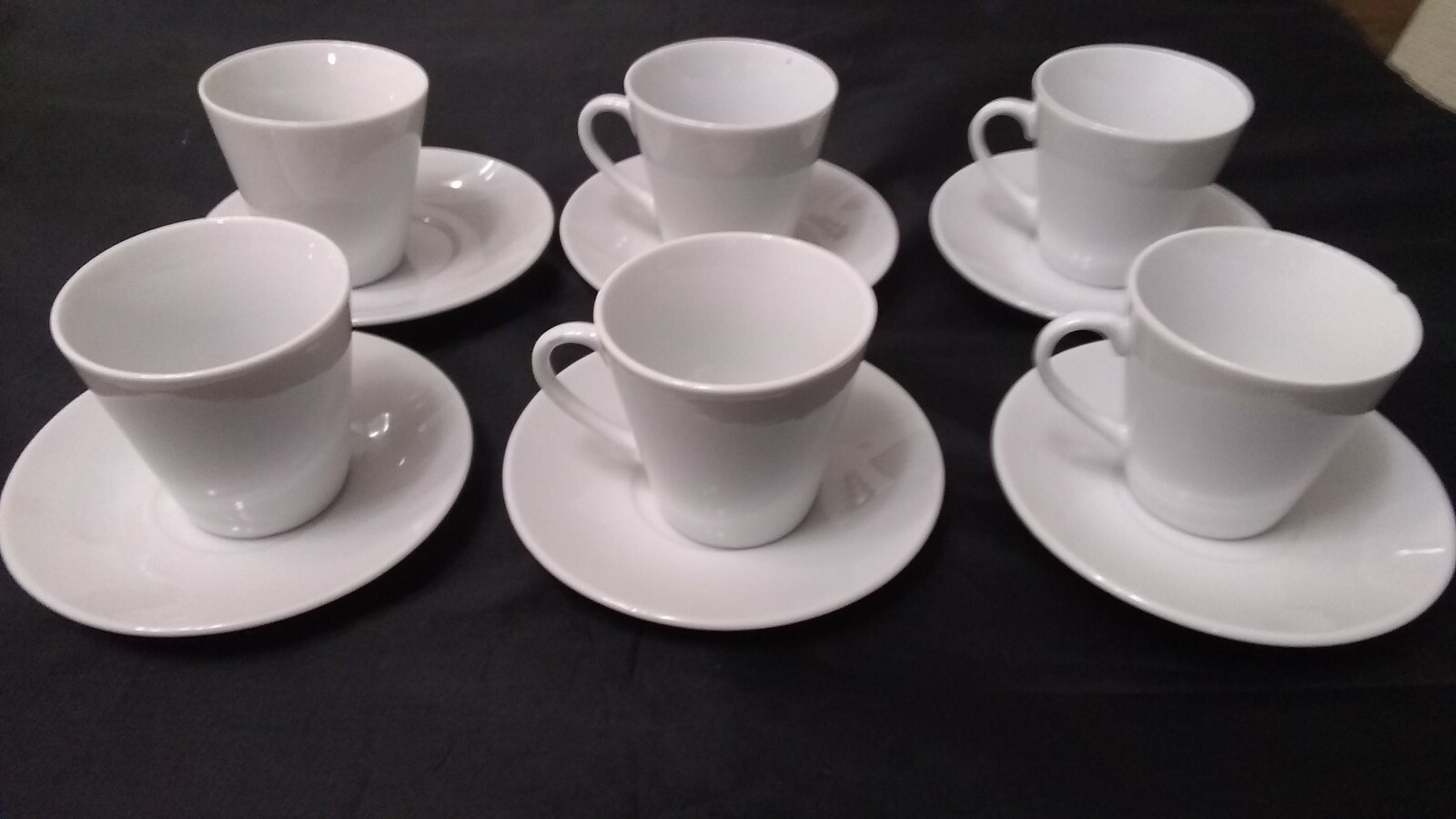 12 Pc Espresso White Porcelain Coffee set 6 Cup AND 6 Saucer  2.5 Oz Gift # 999z