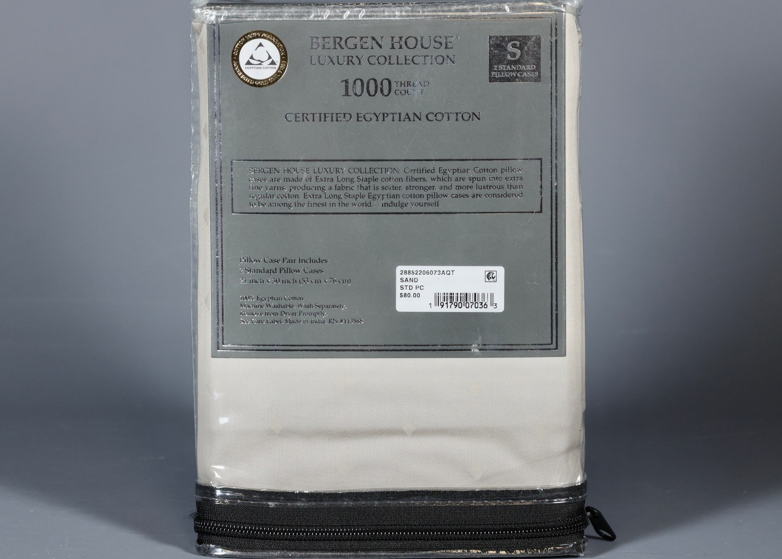 2 BERGEN HOUSE SAND POLKA DOT 100% Egyptian Cotton 1000TC Standard Pillowcases