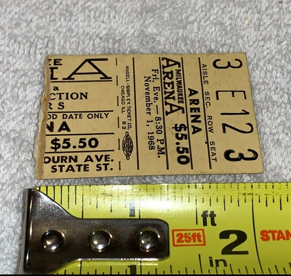 THE DOORS 1968 CONCERT TICKET JIM MORRISON MILWAUKEE Robby Krieger Ephemera USA