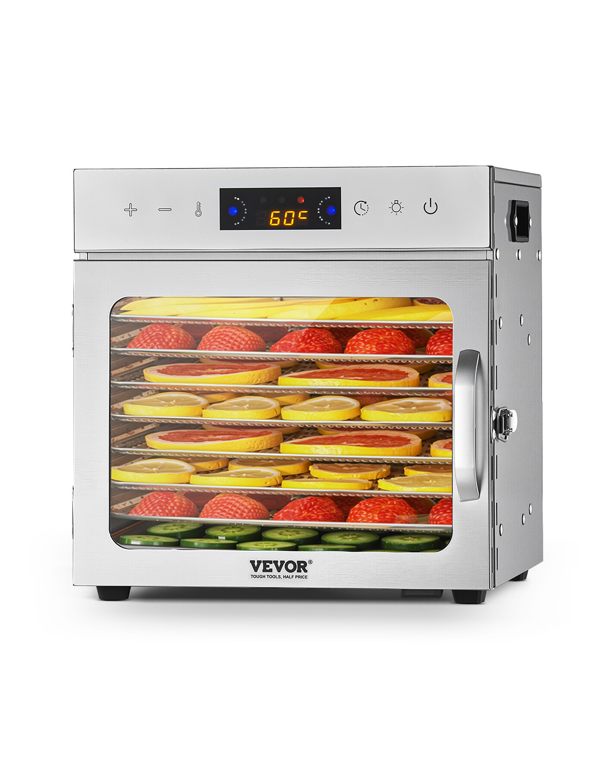 VEVOR 8 Trays Food Dehydrator Machine Stainless Steel 400W Jerky Fruit Drying