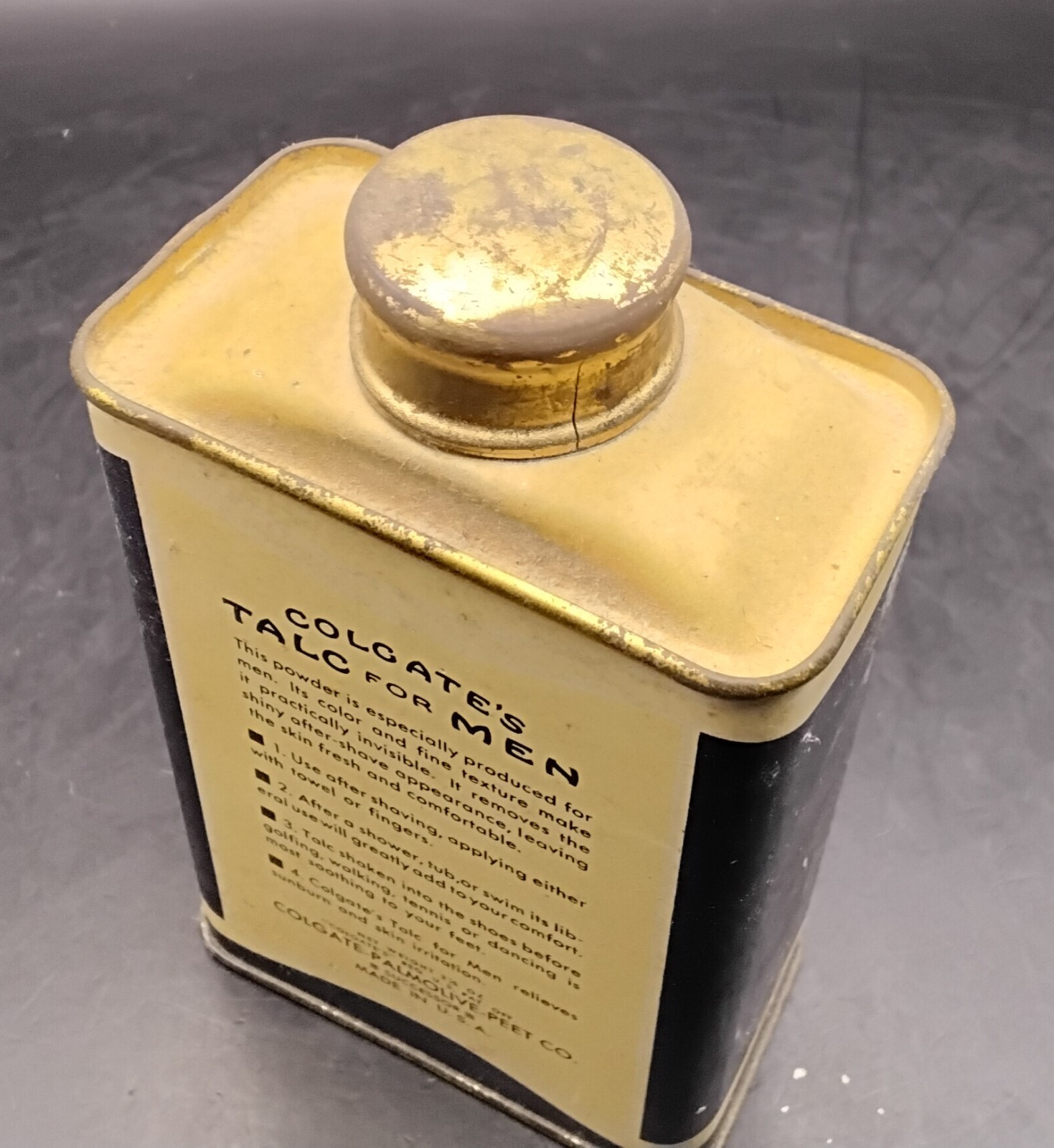 (BoxF) Vintage Colgate Talc for Men Tin Can