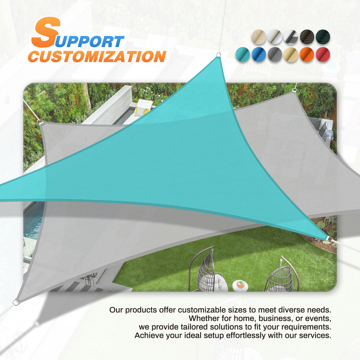 Permeable Shade Sail Patio Awning Outdoor Garden Patio Sun Canopy Shelter Cover