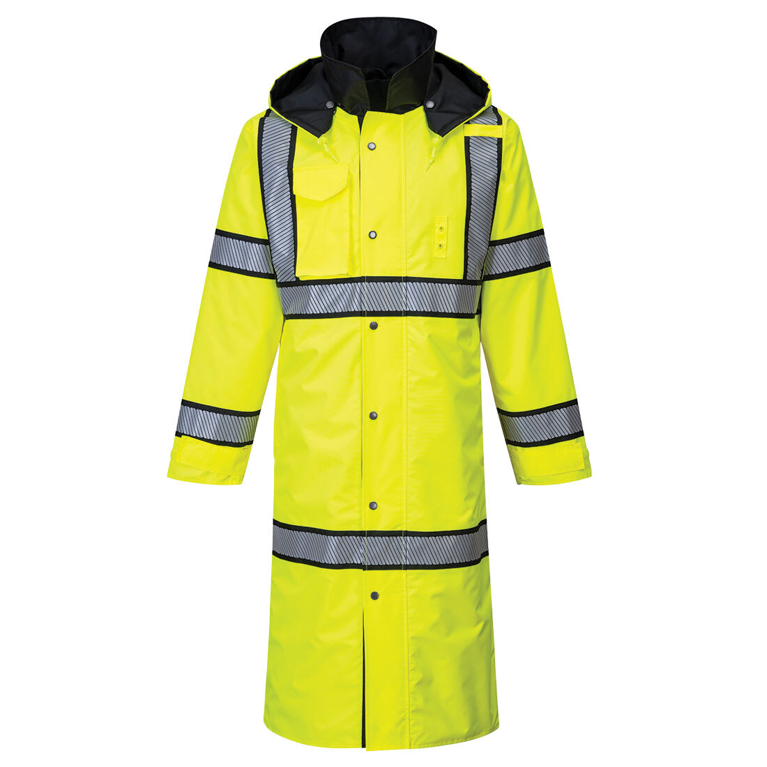 Portwest UH447 Waterproof Hi Vis Reversible Raincoat Long Trench Safety Jacket