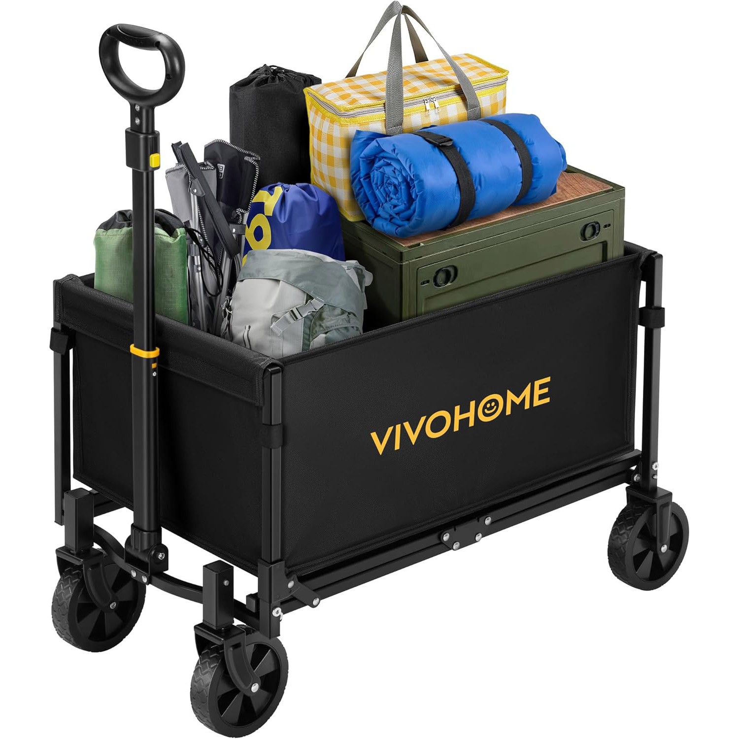 Collapsible Wagon Cart Lightweight Portable Utility Wagons w/ All-Terrain Wheels