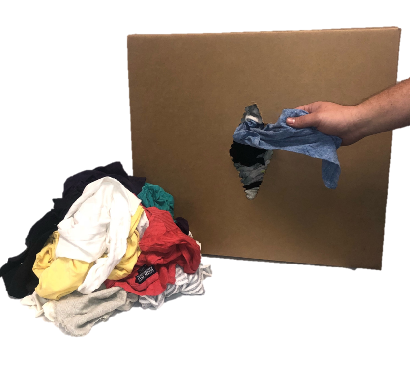 PALLET OF COLORED T-SHIRT RAGS - 50 LBs - 12 BOXES - 600 LB - FREE SHIPPING!!