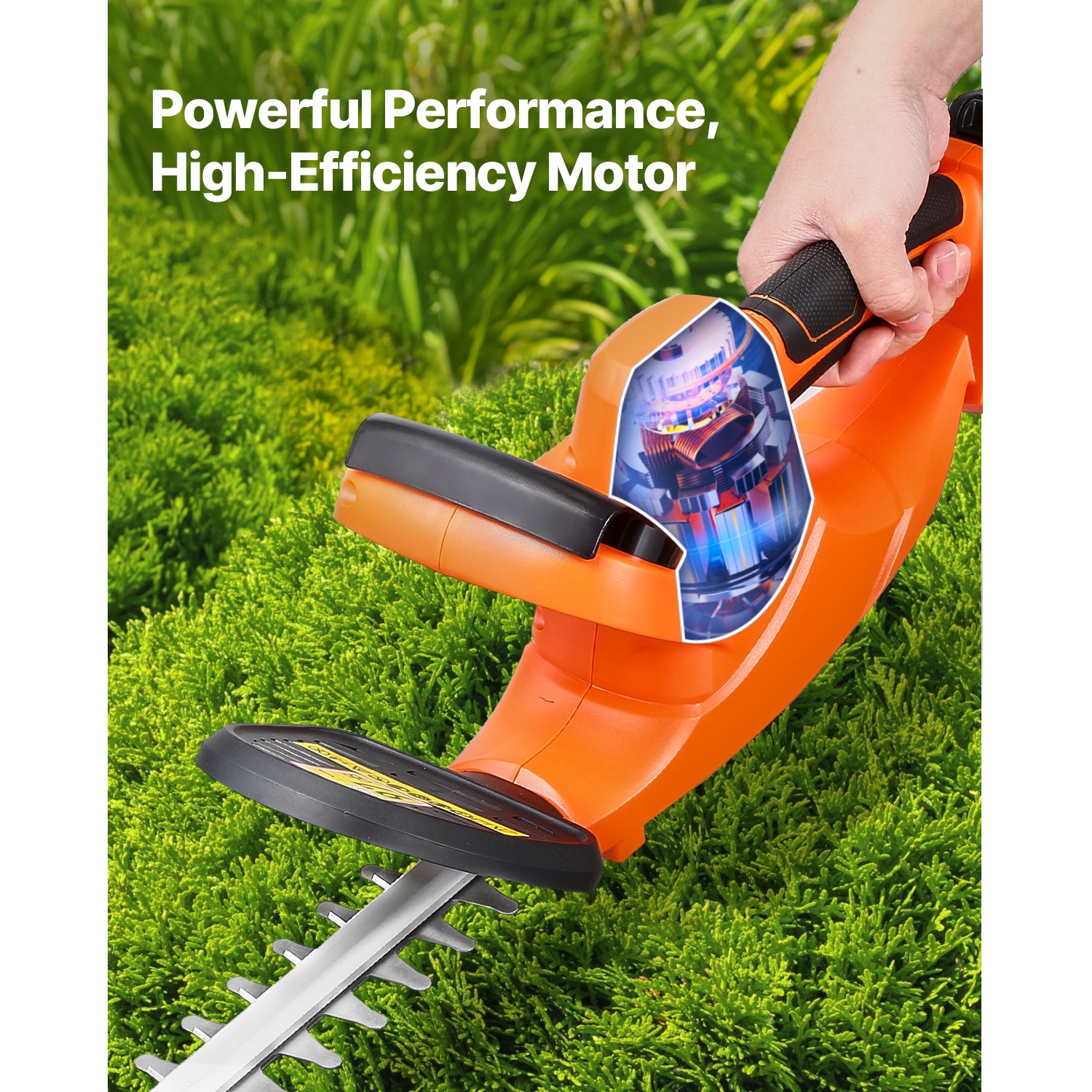 Cordless Electric Hedge Trimmer 20V Battery 20in Dual-Action Blade Bush Cutter