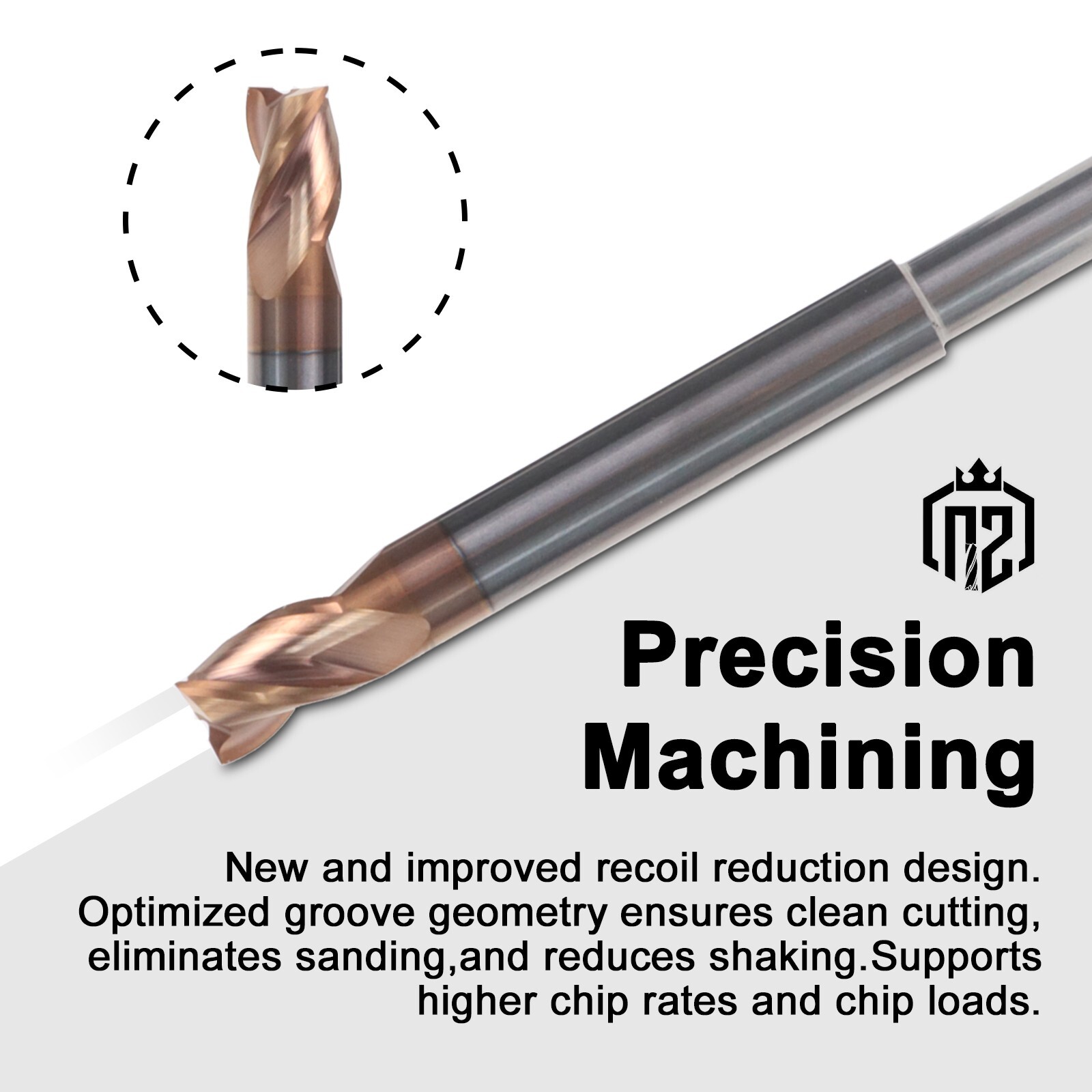 2 PCS 5/16" 3 Flute Carbide 1/4" Shank 4" Overall Long End Mills - ALCrN Coated