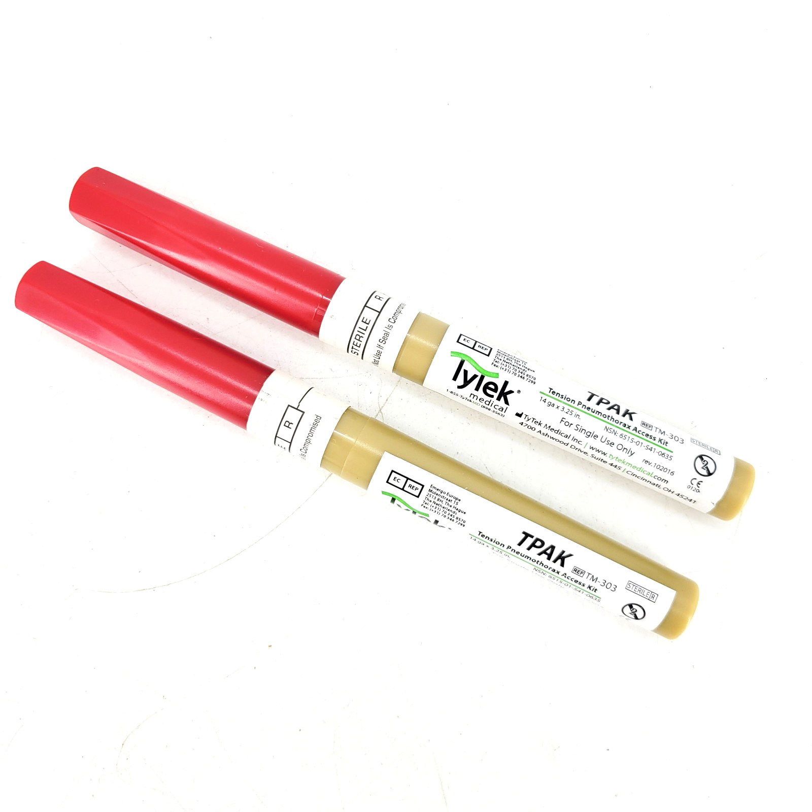 2 x TyTek TPAK Decompression Needle 14ga x 3.25" Expire 04/2025