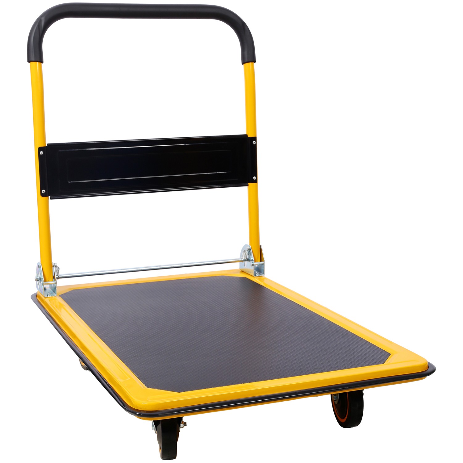 Foldable Platform Truck Push Dolly 660 lb. Weight Capacity Black and Yellow